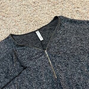 PerSeption Concept Charcoal Heathered Knit Quarter Zip Long Sleeve Top Sz S